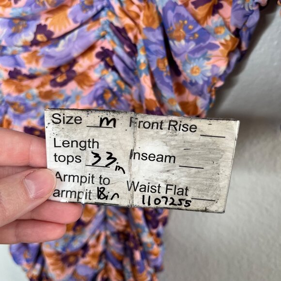 Zara Floral Ruched Bodycon Spring Cocktail Mid Sleeve Midi Dress Medium - Picture 9 of 9